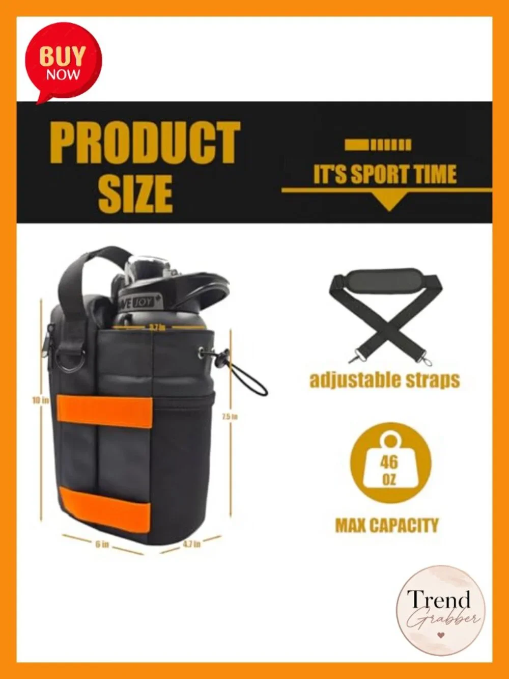 Magnetic Gym Bag with Dual Hanging System, Fits Large Water Bottle